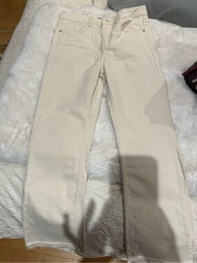 Zara Women's Cream Wide-Leg Jeans